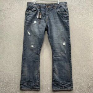 Projek Raw Men's Jeans Regular Fit Boot Leg Flared Crinkled Hem Size 38 Waist